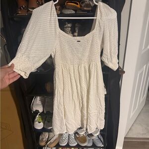 O'Neill White Polka Dot Long Sleeve Dress